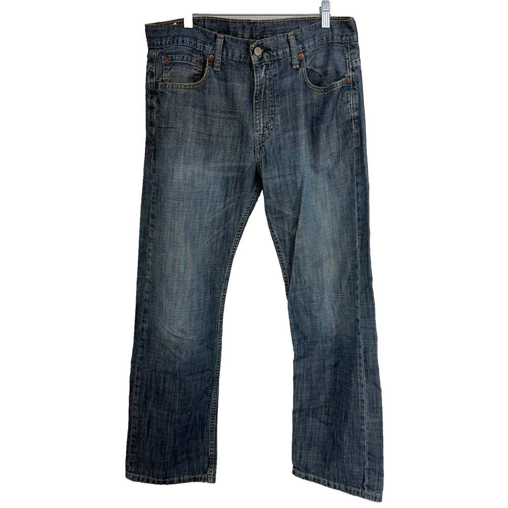 Levis Men 32x30 569 Loose Straight Jeans Baggy Y2K Style Whiskering Blue